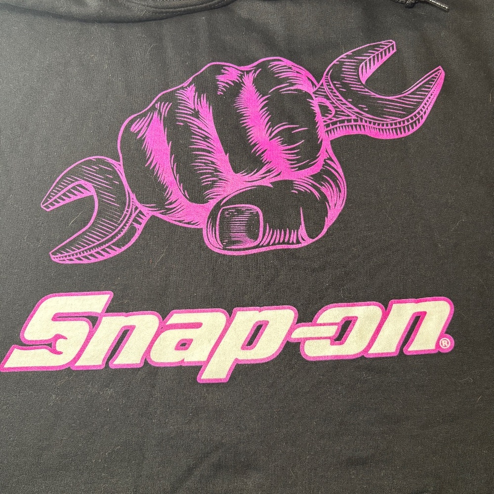 Snap-On Tools Black/Pink Hoodie Sweatshirt With Hand/Wrench Large RARE